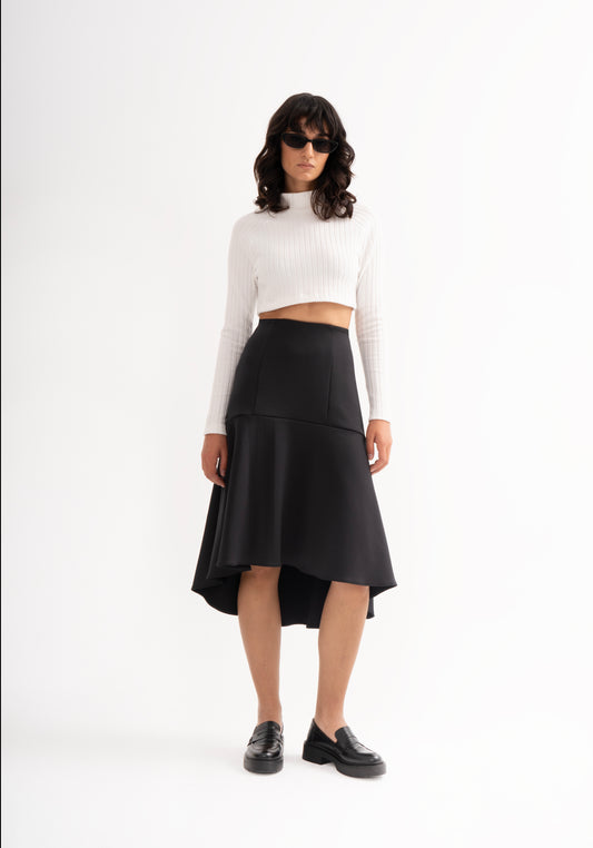 BLACK DEEPBACK FLARED SKIRT