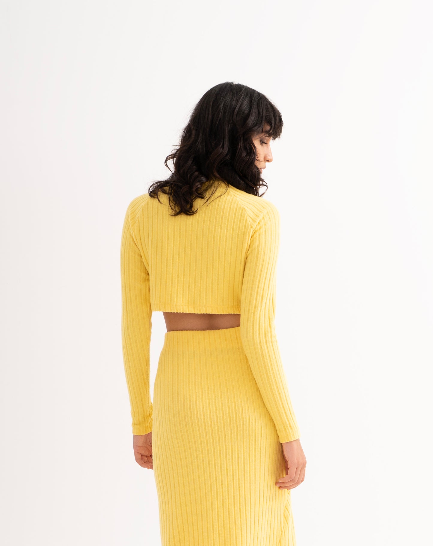 LEMON TURTLE NECK RAGLAN CROP TOP